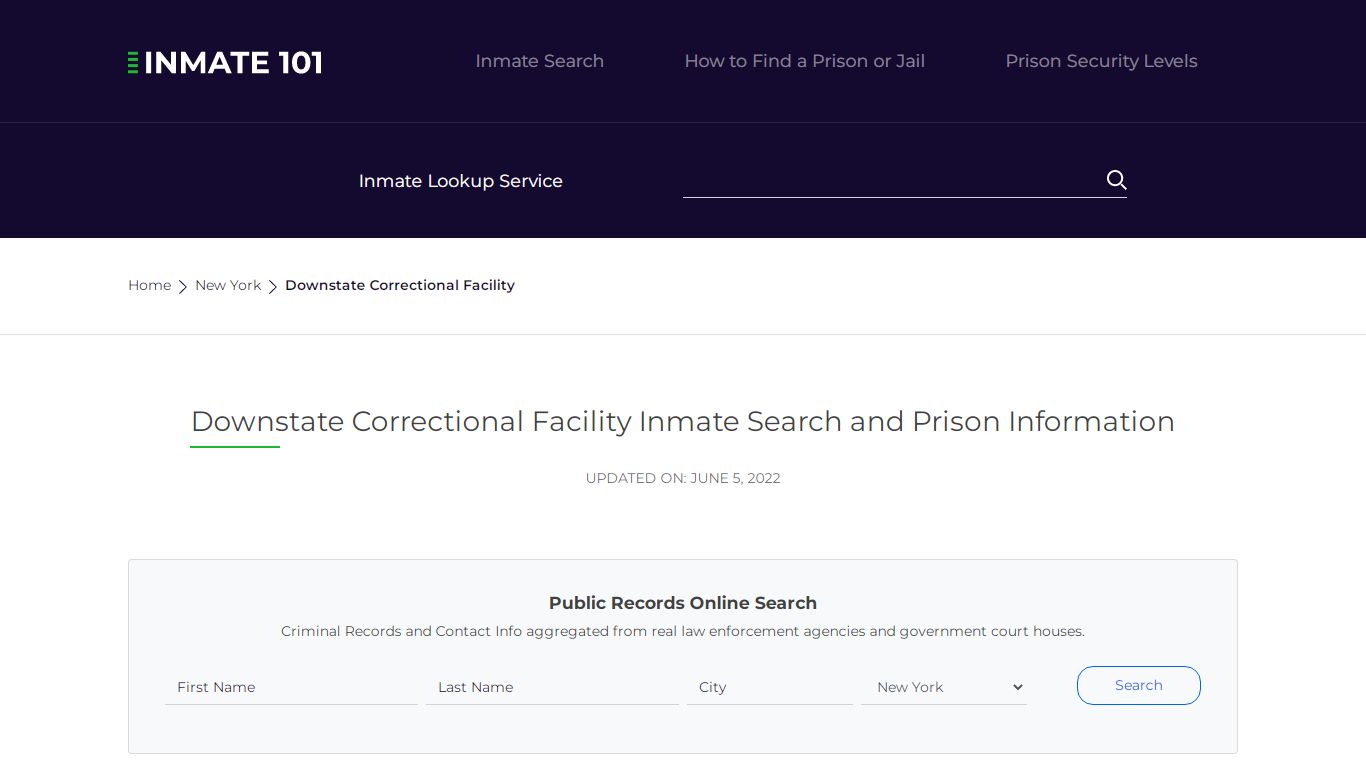 Downstate Correctional Facility Inmate Search, Visitation ...