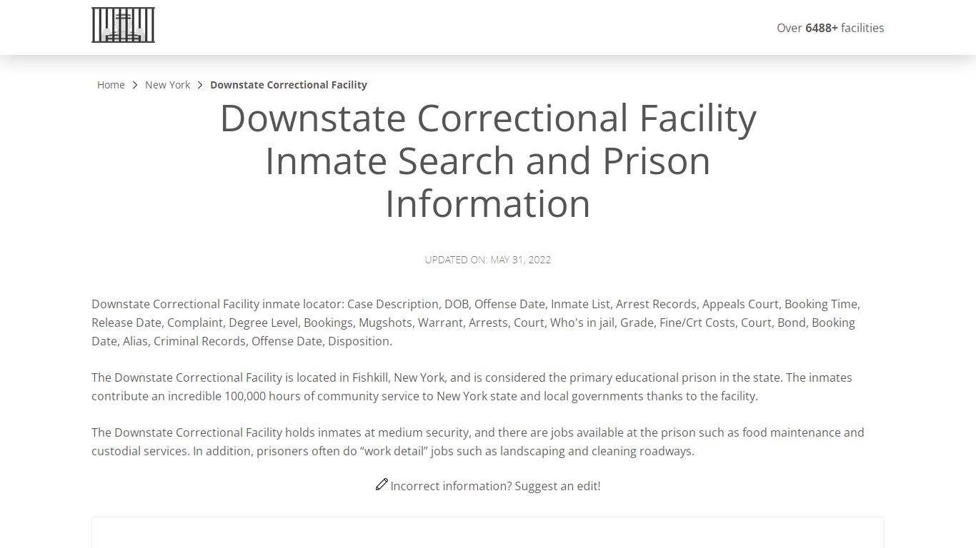 Downstate Correctional Facility Inmate Search, Visitation ...